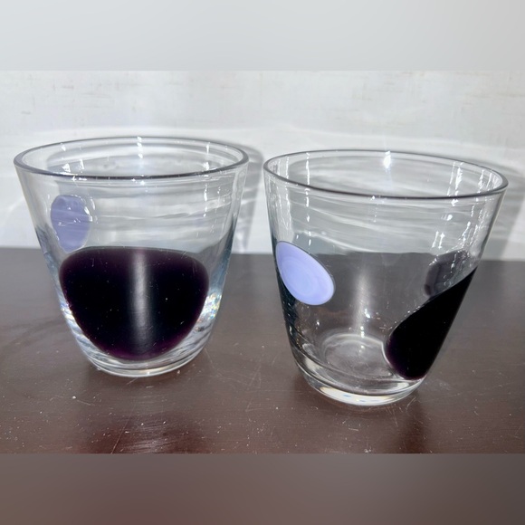 2 Bormioli, glass tumblers. Old Fashion / Lowball glasses. Purple. 3.75” Italy - Picture 1 of 8